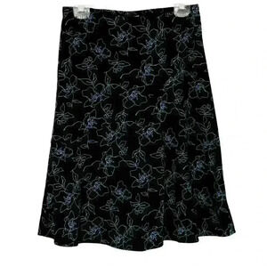 Casual Corner Annex midi skirt sz M y2k floral boho fairy grunge stretch black